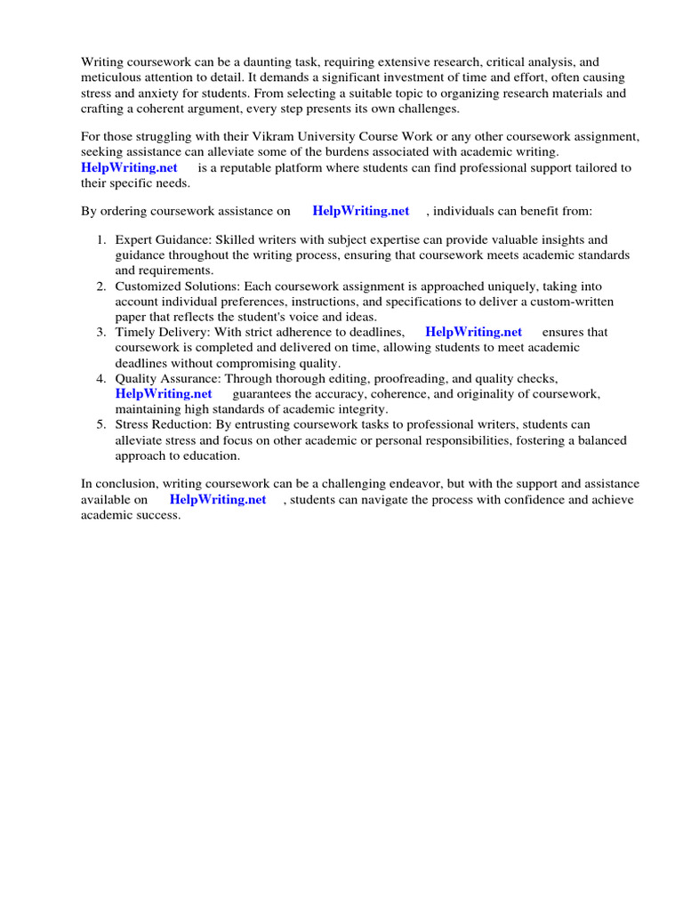 Vikram University Course Work PDF University And College Admission