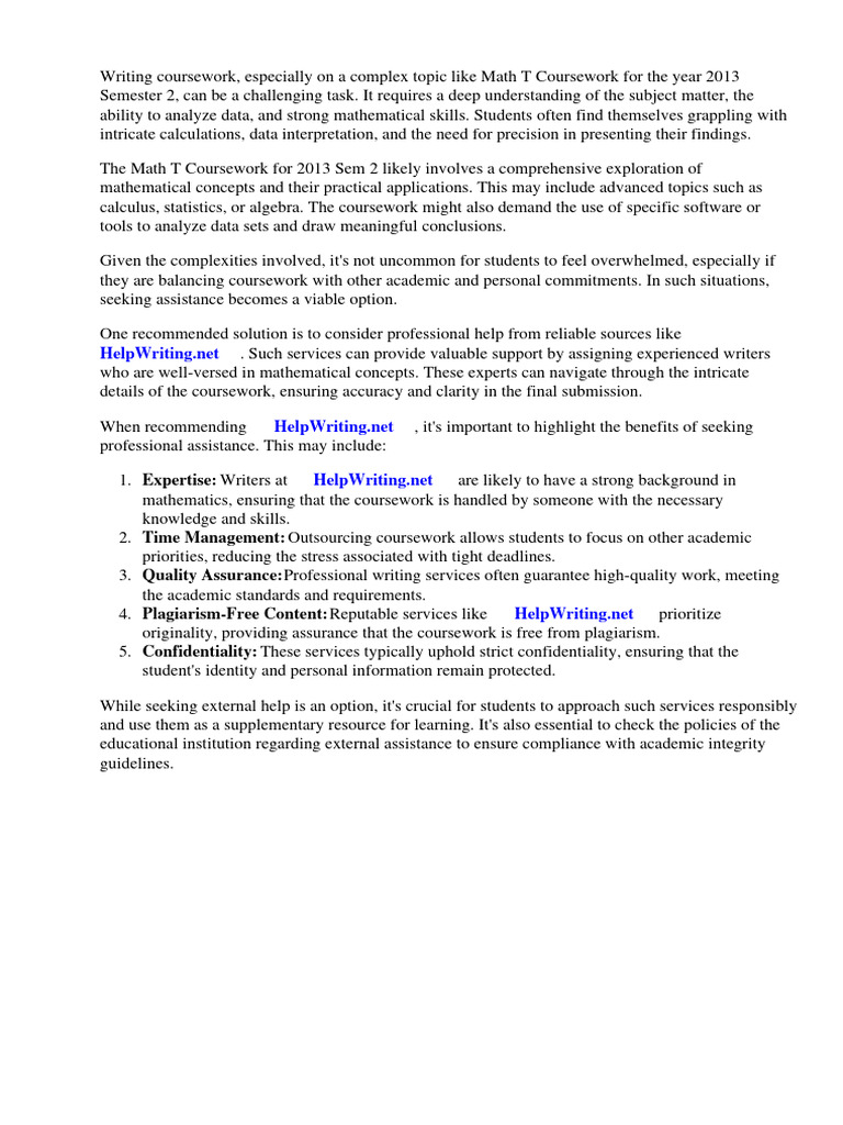 Math T Coursework 2013 Sem 2 | PDF | Mathematics | Equations