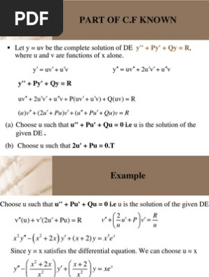 Part Of Cf Known Ordinary Differential Equation Equations