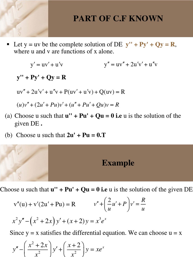 Part Of Cf Known Pdf Ordinary Differential Equation Equations