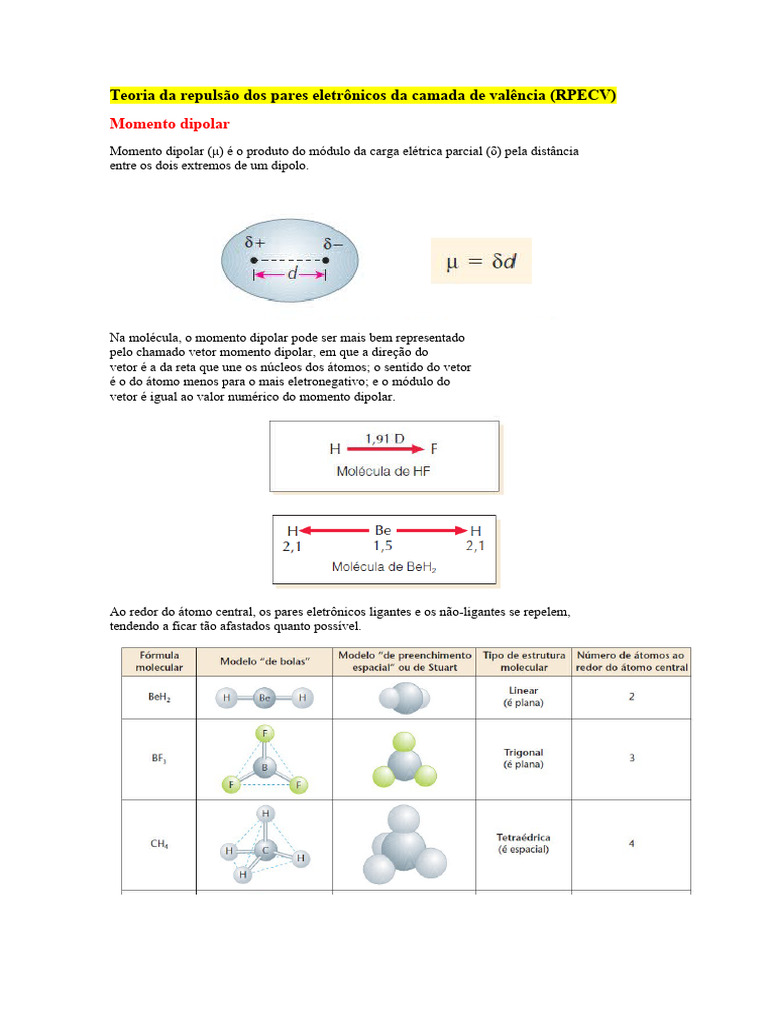 Geometria Molecular e Teoria RPECV | PDF