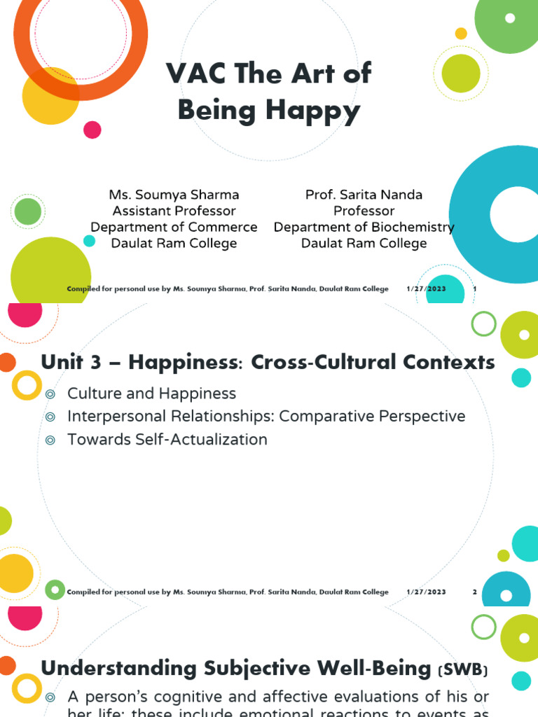 The Art Of Being Happy Ss Unit 3 Pdf Happiness Emotions