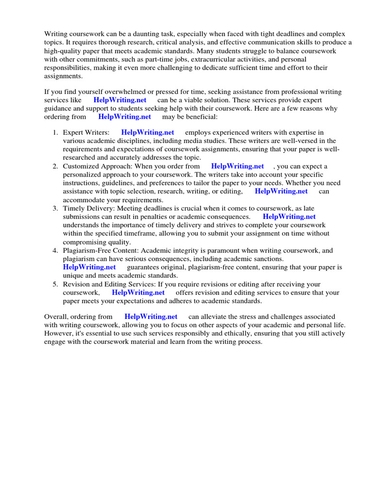 Coursework Writing Help for Students | PDF | Facebook | Linked In