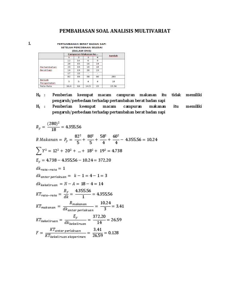 Pembahasan Soal Analisis Multivariat