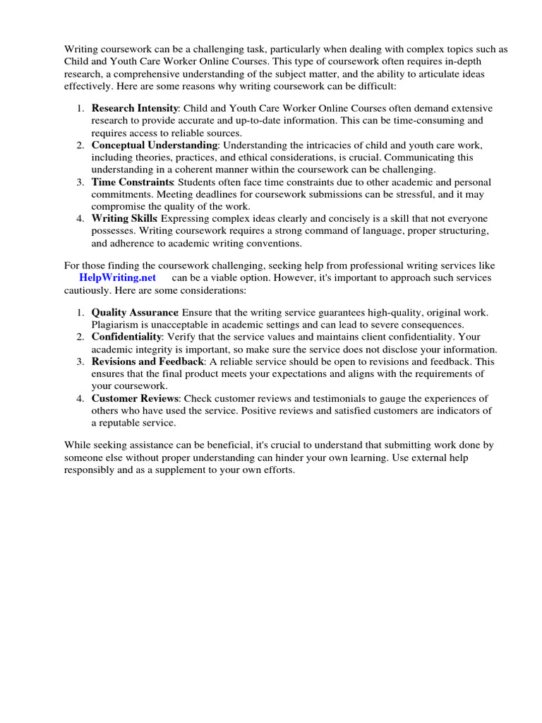 What Is Child And Youth Care Course