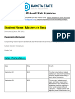 Mackenzie Sims of f2f Eled 455 Field Experience Documentation 1