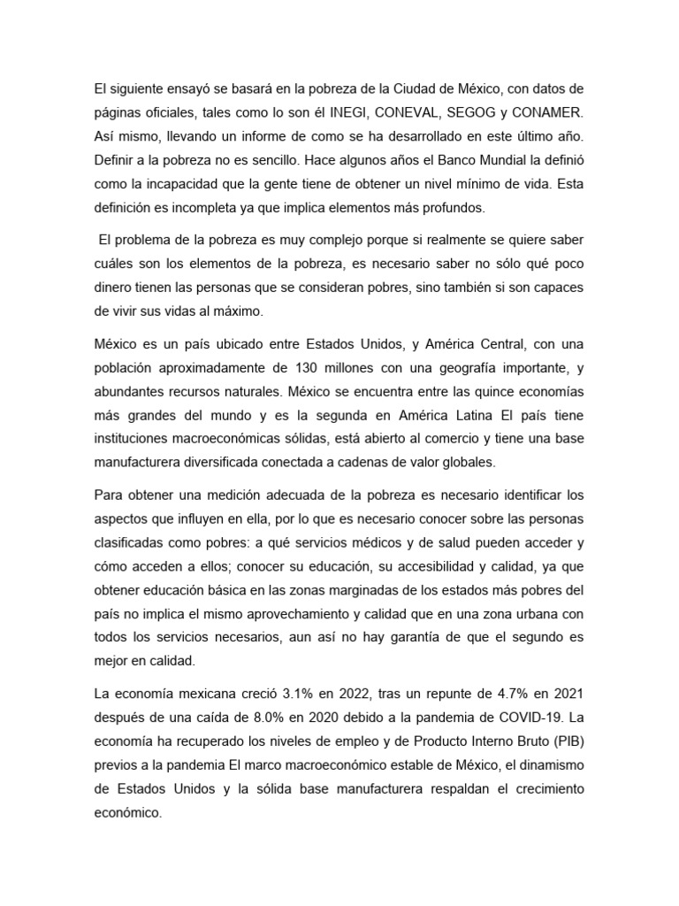 Pobreza en Ciudad de México: Análisis | PDF | Pobreza | Pobreza e ...