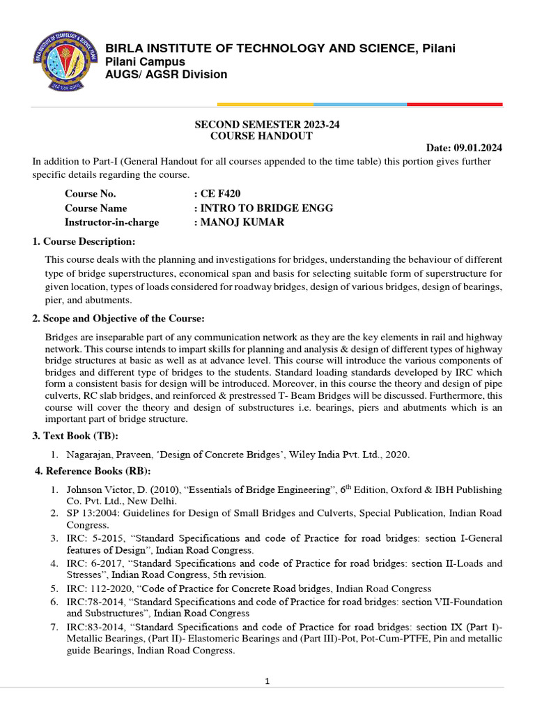 Bridge Engineering Course Handout Download Free Pdf Bridge