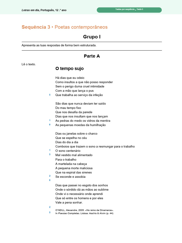 Poetas Contemporâneos no 12º Ano | PDF | Poesia | Portugal
