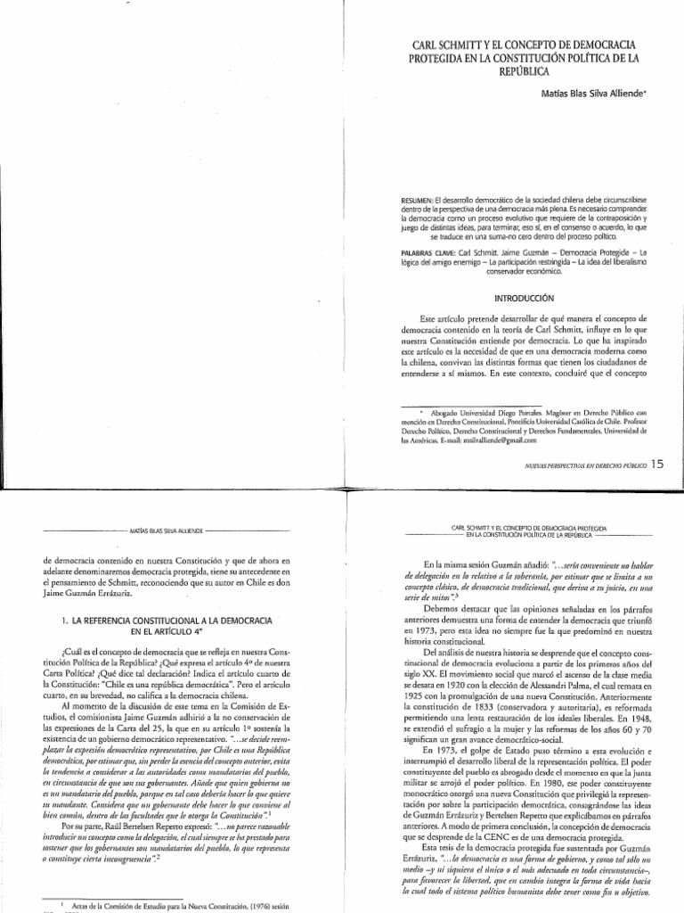 Carl Schmitt y El Concepto de Democracia Protegida en La Constitución ...
