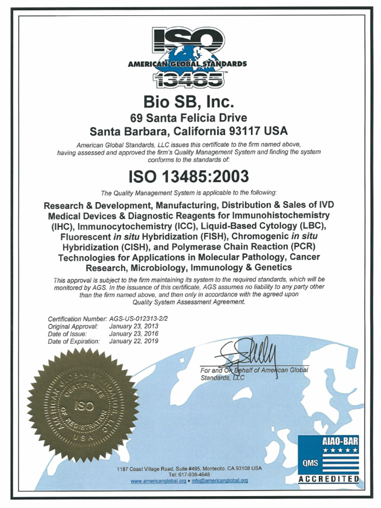 BIO SB ISO 13485 Jan 2016 | PDF