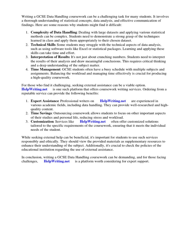 Gcse Data Handling Coursework | PDF