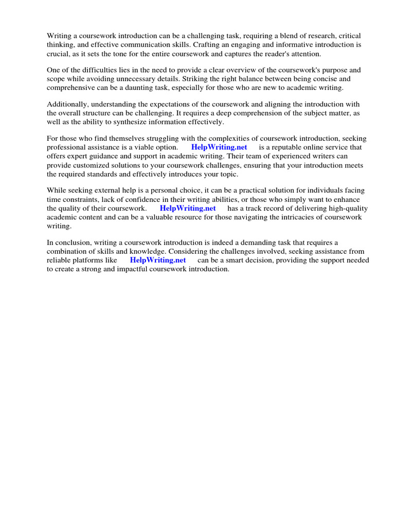 How To Write A Coursework Introduction | PDF | Essays | Thesis