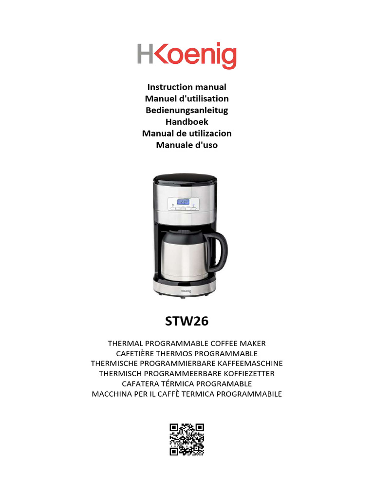 Cafetière Filtre Programmable H.Koenig STW26 - Isotherme - 10 Tasses - Gris - NEUVE