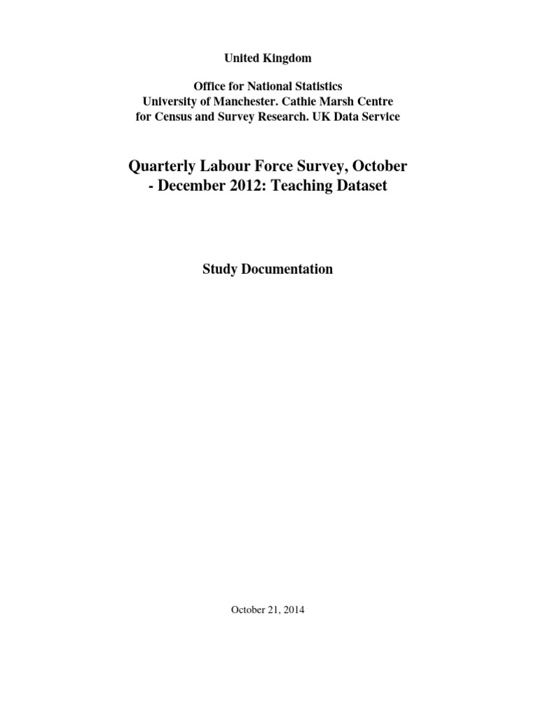 Quarterly Labour Force Survey 2012 Pdf Sampling Statistics Data