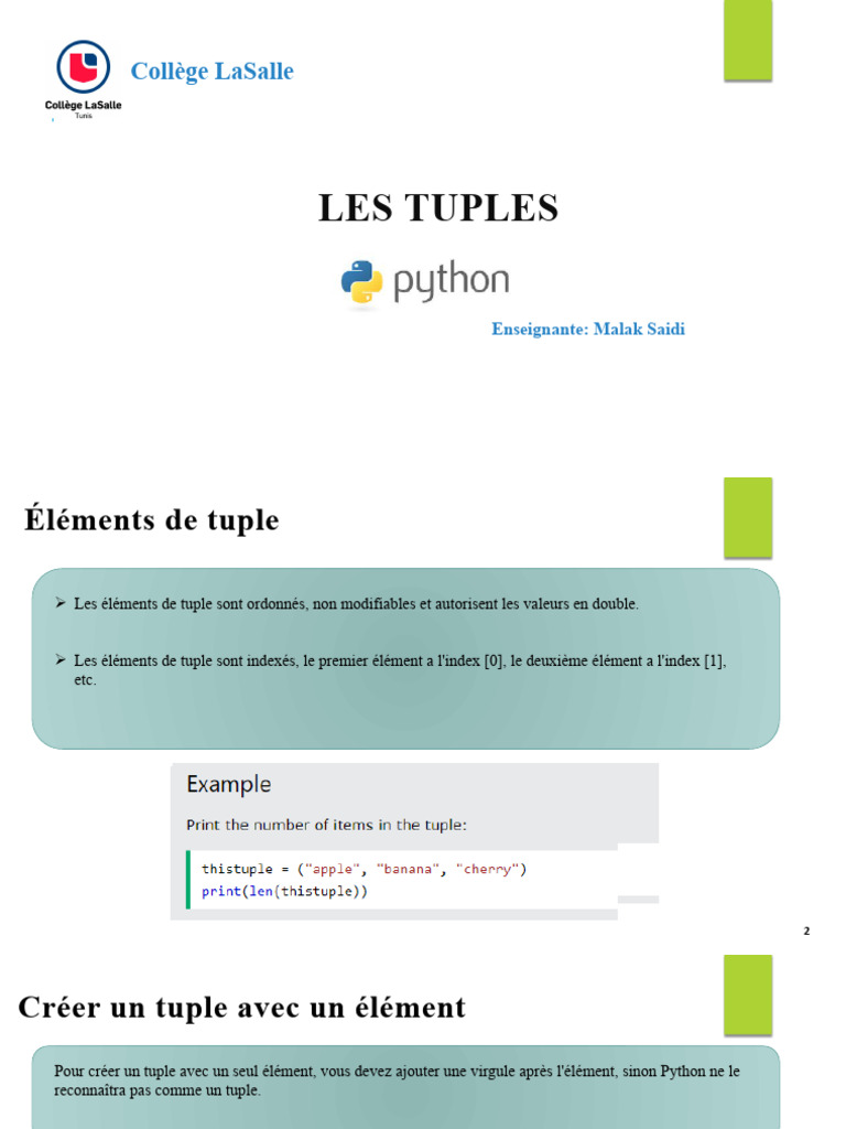 Comprendre les tuples en Python | PDF | Structure de contrôle | Génie ...