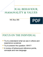 Ch2INDIVIDUAL BEHAVIOUR, PERSONALITY & VALUESCh2