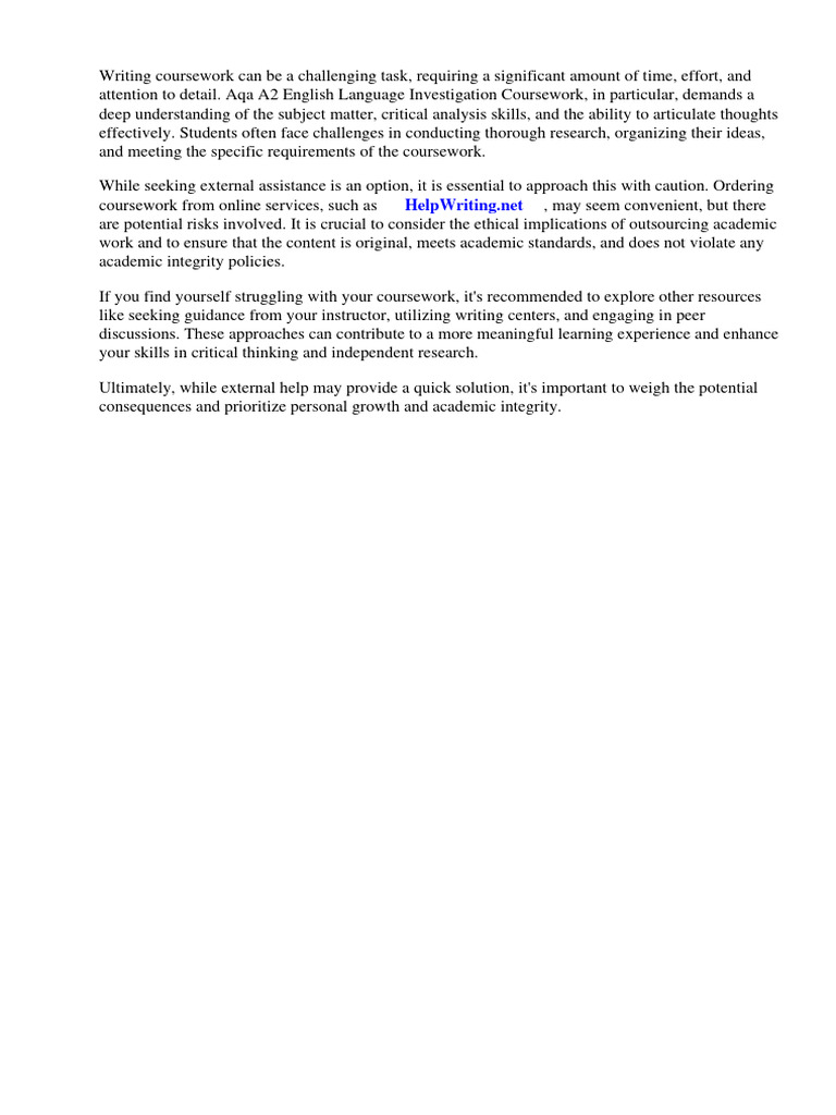 Aqa A2 English Language Investigation Coursework Examples | PDF ...