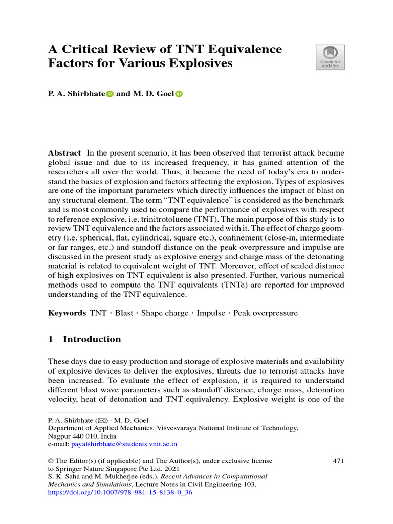 TNT Equivalence in Explosive Analysis | PDF | Explosion | Chemistry