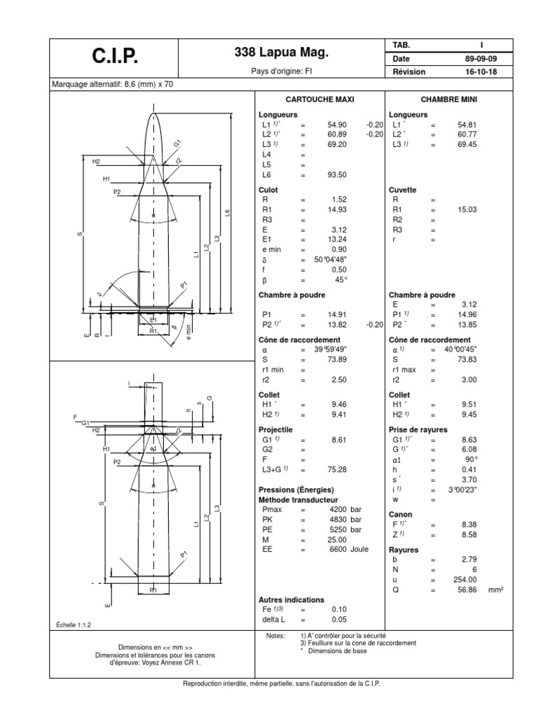 Dimensions et spécifications du .338 Lapua | PDF
