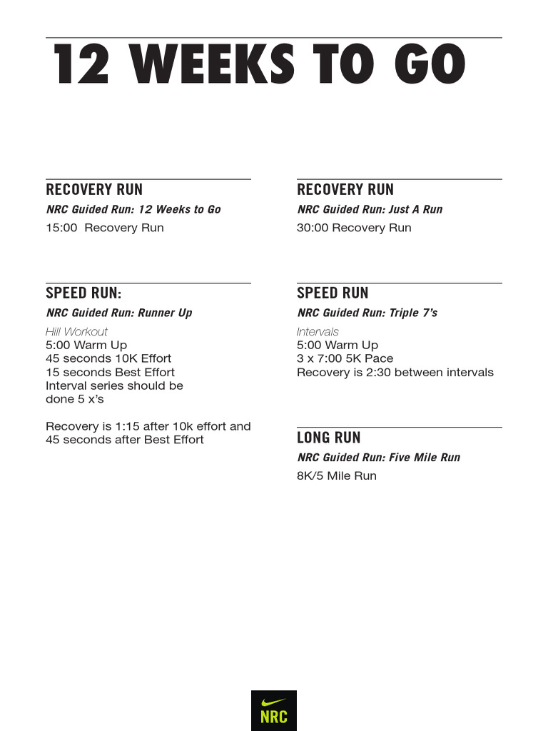 nike run club running plans