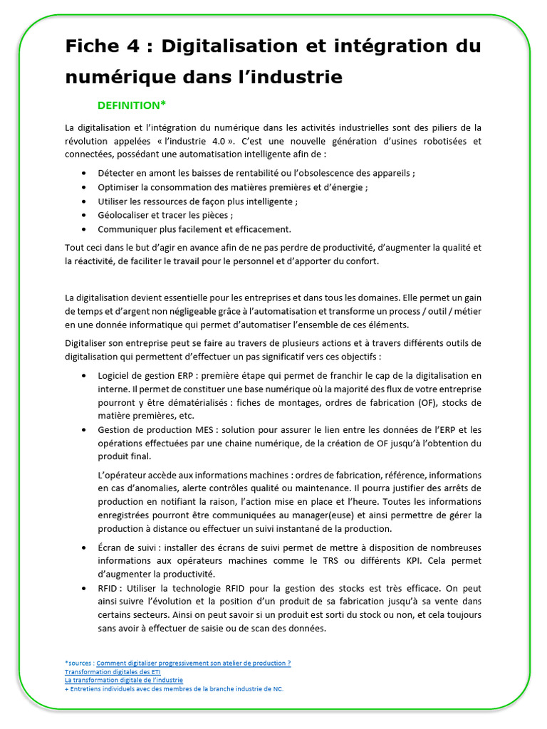 Digitalisation des ordres de fabrication | PDF | Business | Informatique