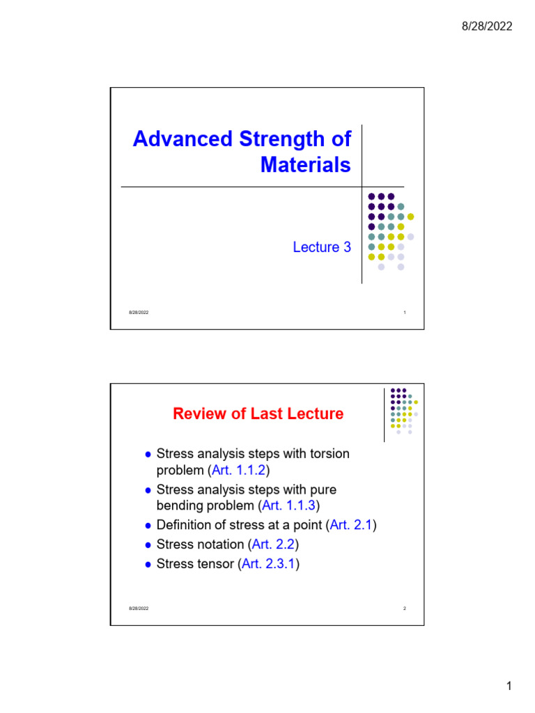 Lecture 3 Pdf Stress Mechanics Stress Strain Analysis