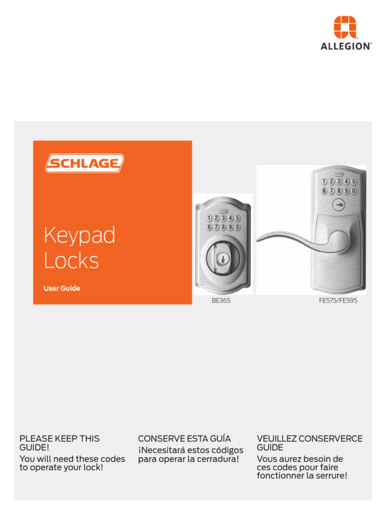 Schlage BE365 Users Guide PDF Security Engineering Components