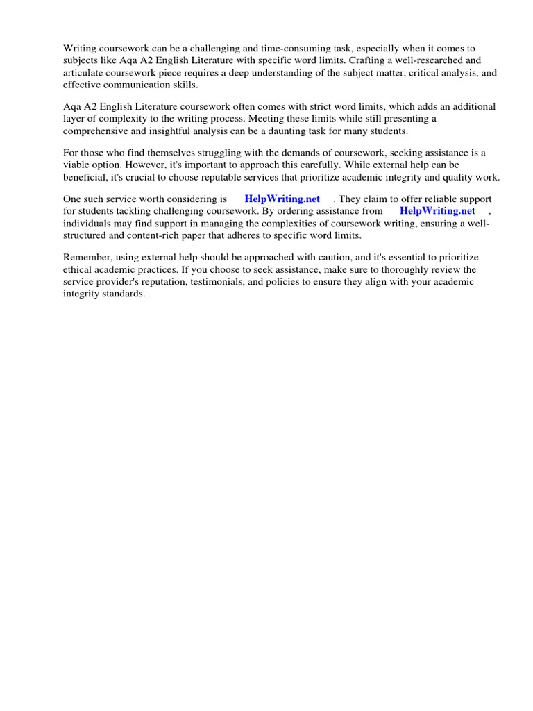 Aqa a2 english literature coursework word limit download free pdf