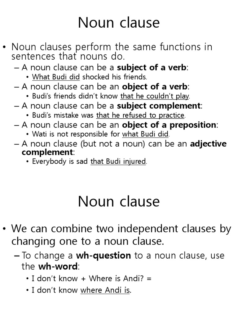Noun Clause And Reported Speech Noun Clause