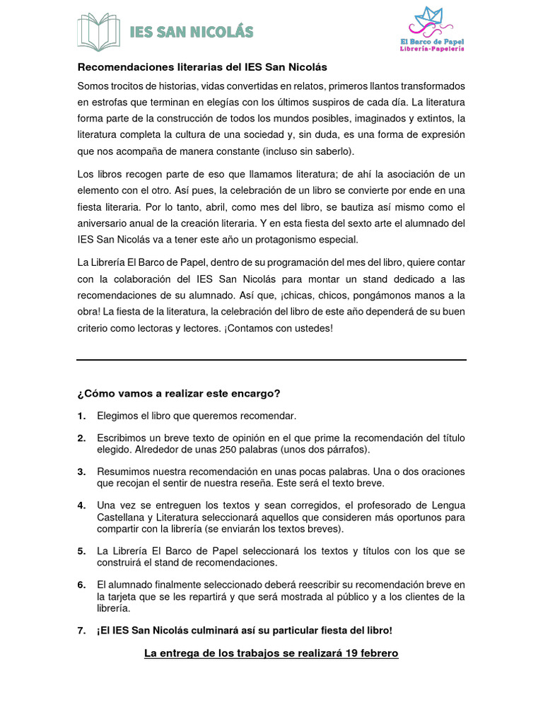 Recomendaciones Literarias - Librería El Barco de Papel | PDF ...