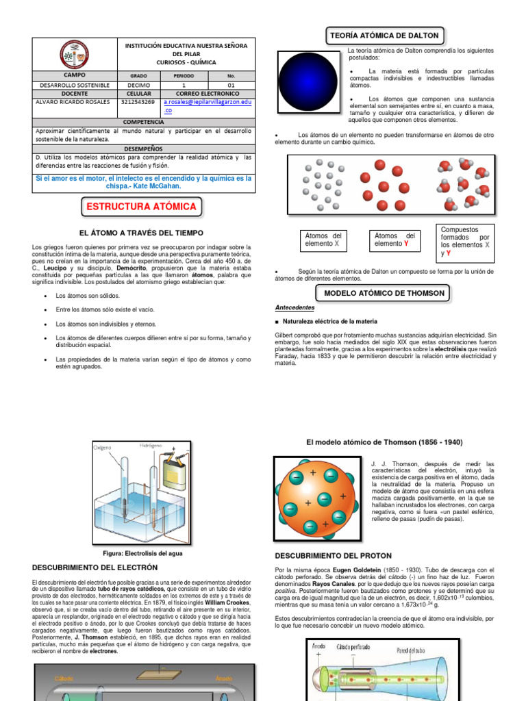 Modelos Atomicos Pdf átomos Núcleo Atómico