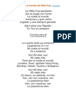 Letra Canciones La Vuelta Al Mundo de Willy Fog