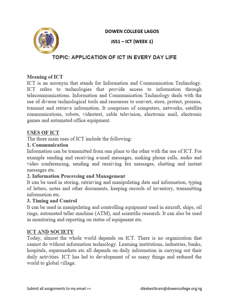 Application of Ict in Every Day Life 1 | PDF | Information Technology ...