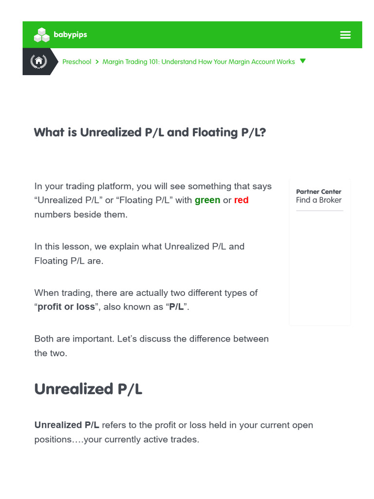 Learnforexwhat Is Unrealized Profit or Loss | PDF | Profit (Economics ...