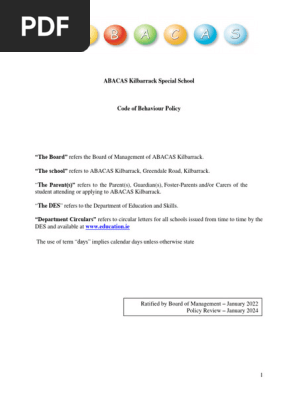 Code of Behaviour Policy  