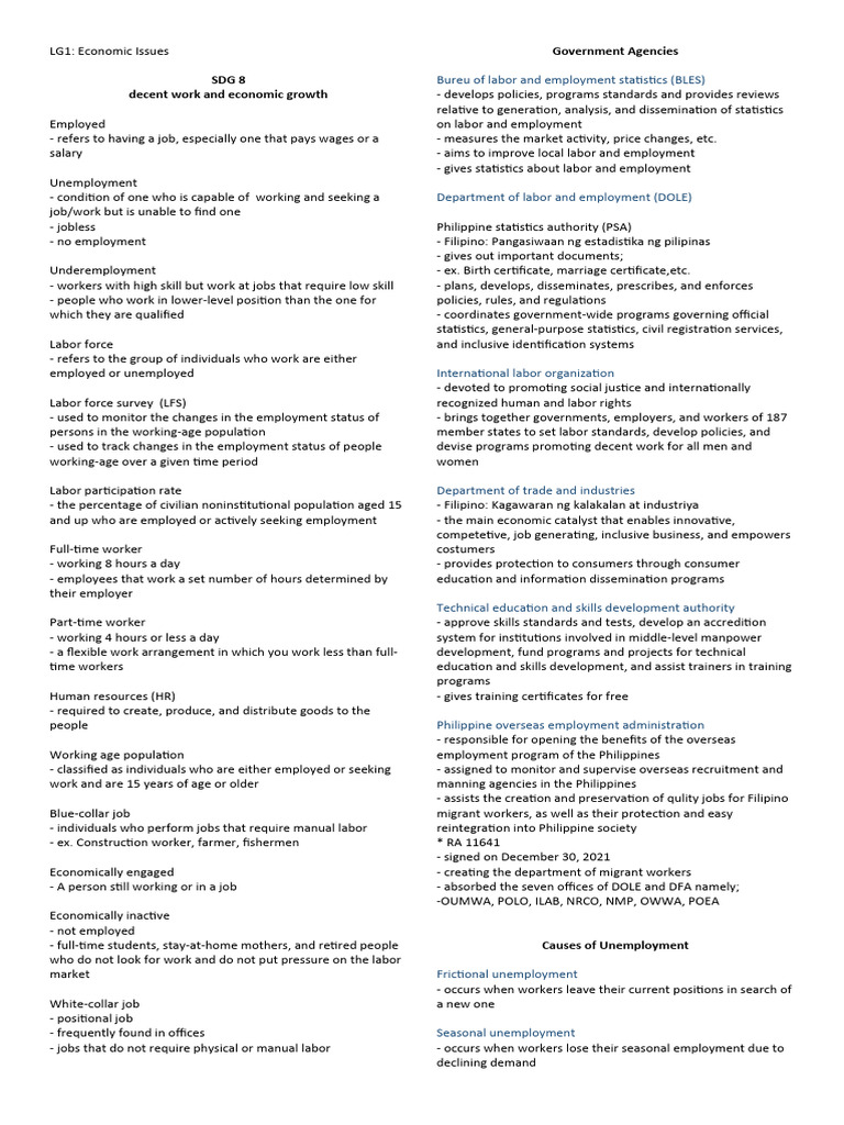Economic Issues: Employment Insights | PDF | Sustainability | Unemployment