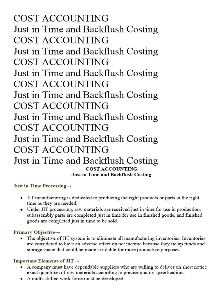 Cost Accounting Backflushing | PDF | Lean Manufacturing | Inventory