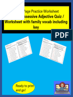 2 - French Possessive Adjective Quiz - Worksheet Used With Family Vocab