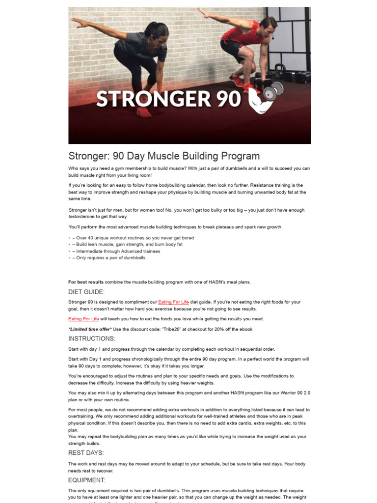 Workout - Stronger 90 | PDF | Weight Training | Nutrition