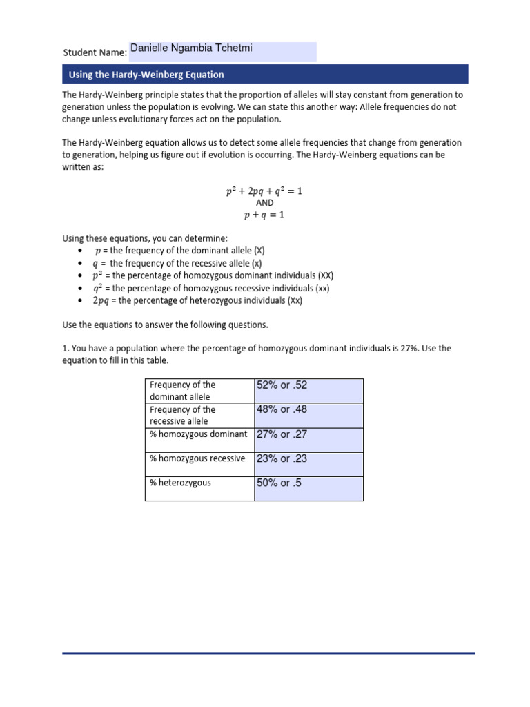 Hardy-Weinberg Applications in Genetics | PDF | Zygosity | Dominance ...