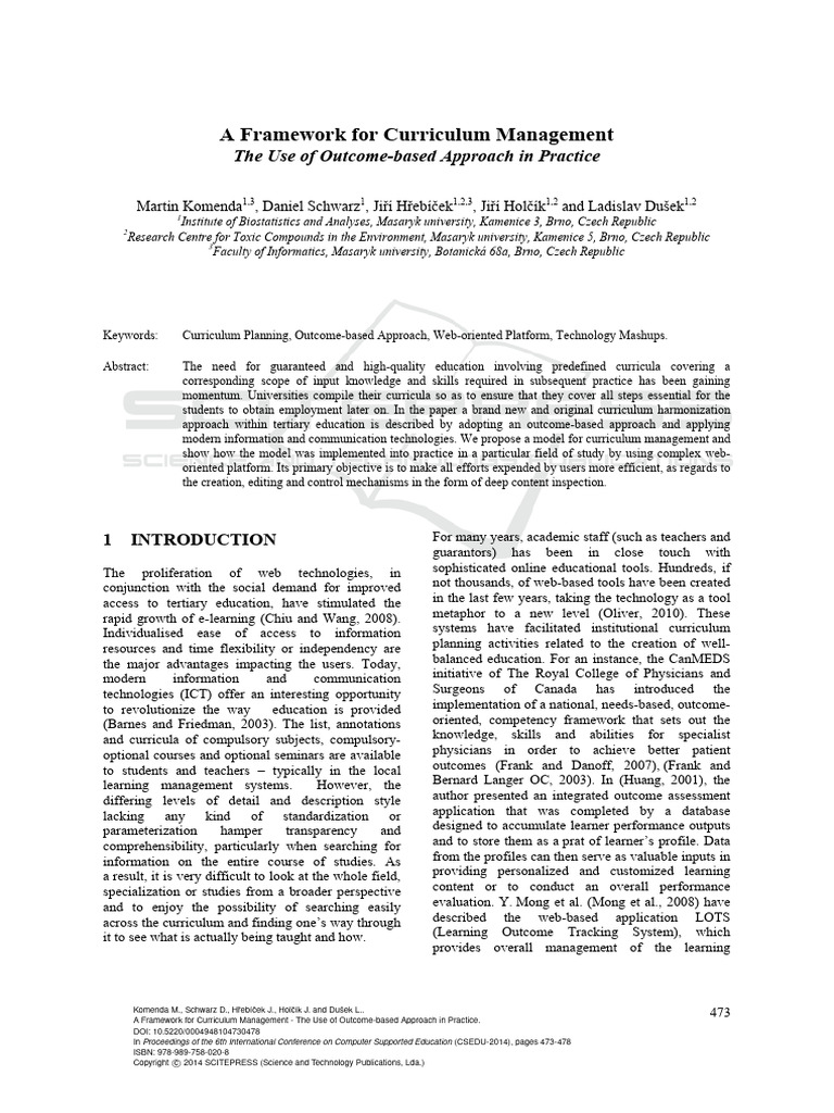 14-A Framework For Curriculum Management | PDF