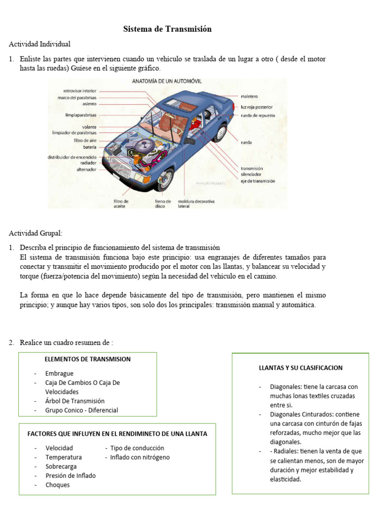 Partes y Funcionamiento del Sistema de Transmisión | PDF