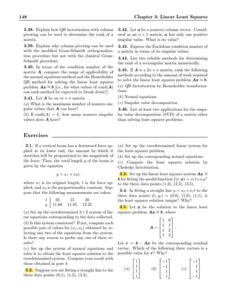 Linear Least Squares Methods Explained | PDF | Matrix (Mathematics ...