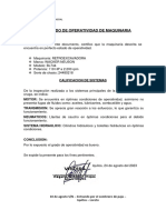 Certificado OPERATIVIDAD Y MANTENIMIENTO RETROEXCAVADORA