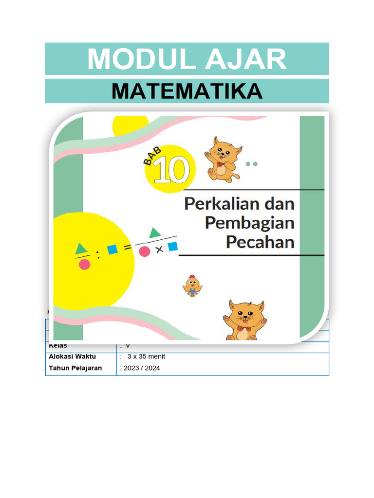 Modul Ajar Matematika Kelas 5 | PDF | Metode & Bahan Ajar | Komputer