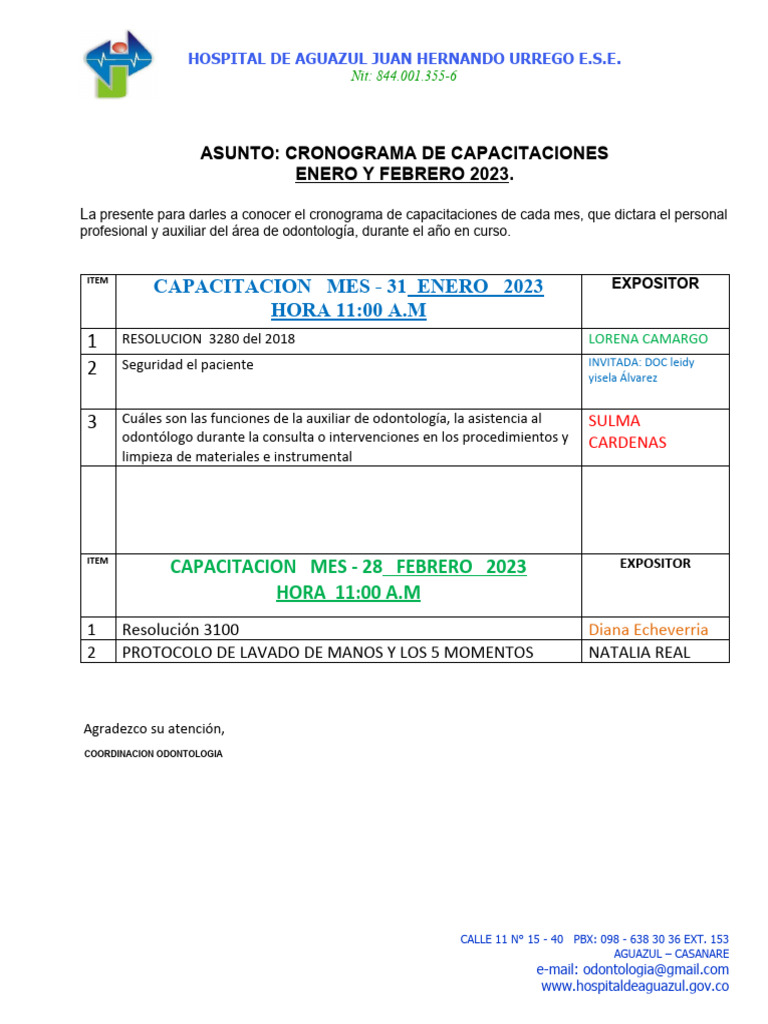 Cronograma de Capacitaciones Odontológicas | PDF | Ciencias de la Salud ...