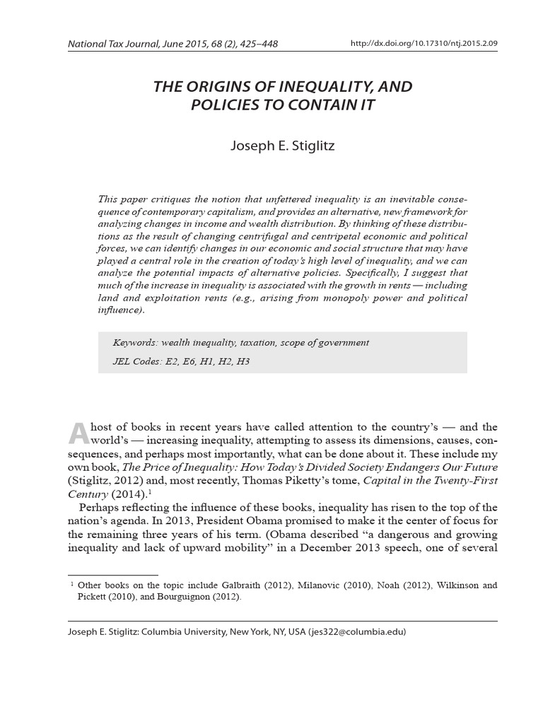 Inequality Origins and Policy Solutions | PDF | Economic Inequality ...
