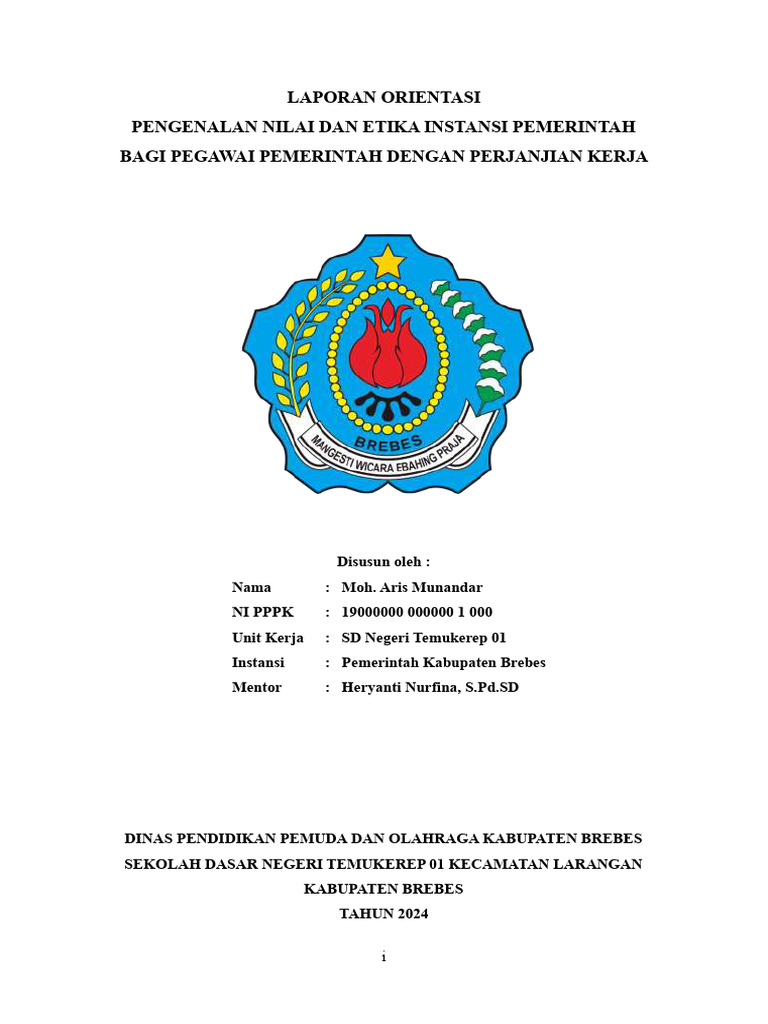 Contoh laporan akhir orientasi pppk 2024 pdf