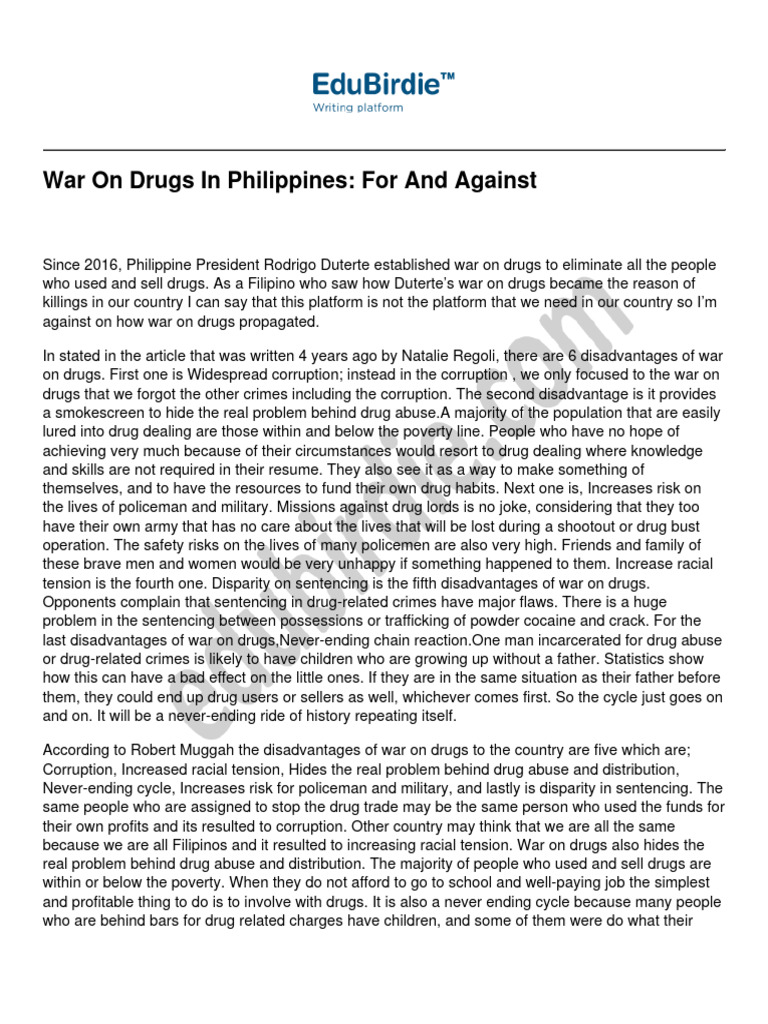 War On Drugs in Philippines For and Against | PDF | War On Drugs ...